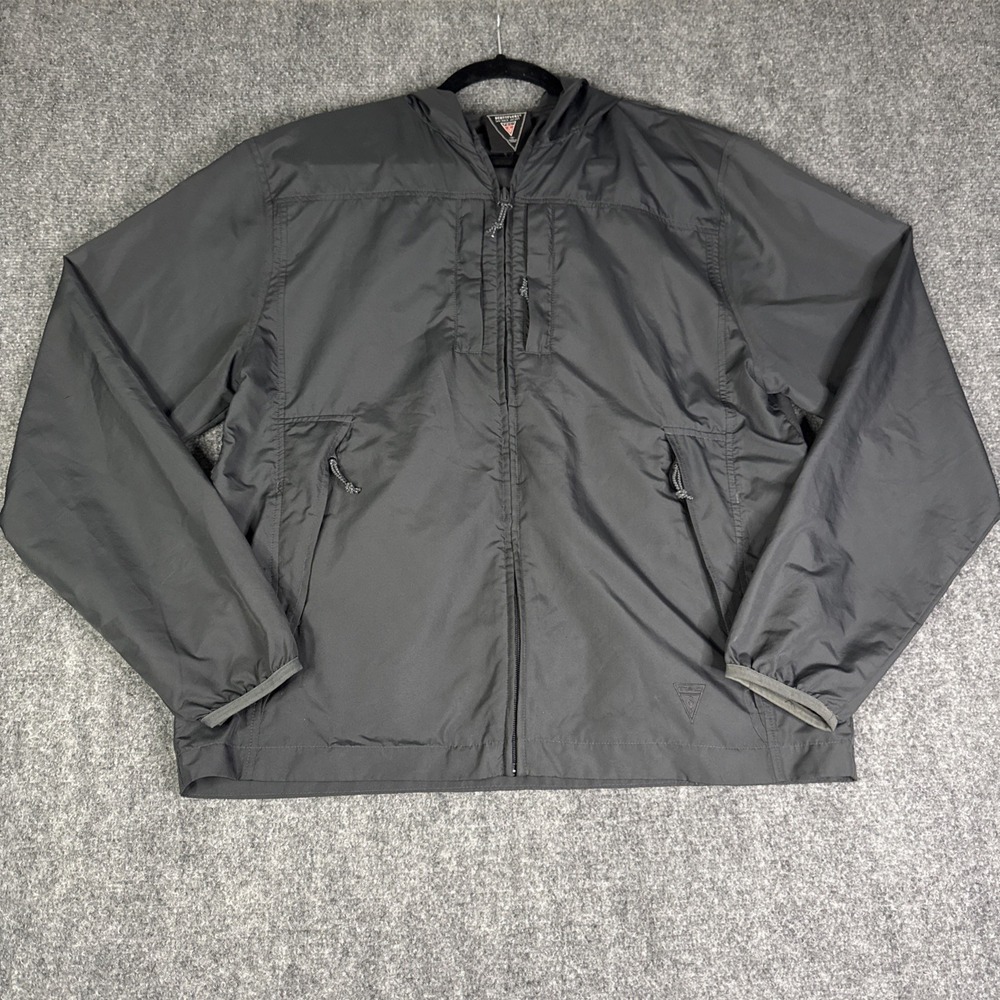 Scottevest SeV Pack Jacket Mens M Gray Zip Cargo Hood Pocket Outdoor Gorpcore